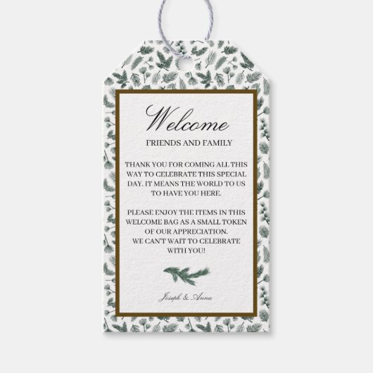 Étiquette cadeau de bienvenue dans le pin (Devant)