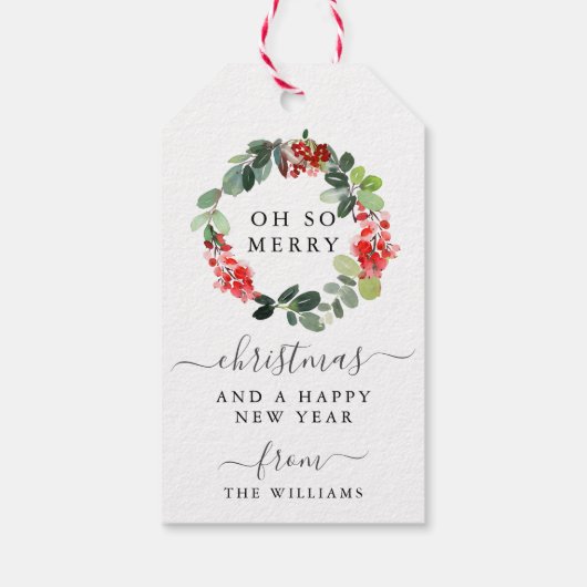 Étiquette cadeau de bienvenue Joyeux Noël Script W (Dos)