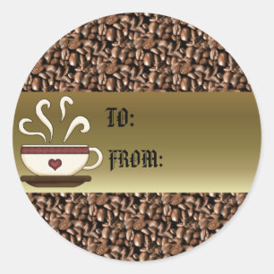Étiquette cadeau de boîte de café