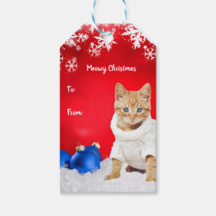 Étiquette cadeau de chat de Noël
