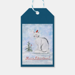 Étiquette cadeau de chat de Noël