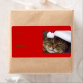 Étiquette cadeau de chat de Noël (En situation)