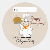 Étiquette cadeau de chef de Thanksgiving pour la d (Devant)
