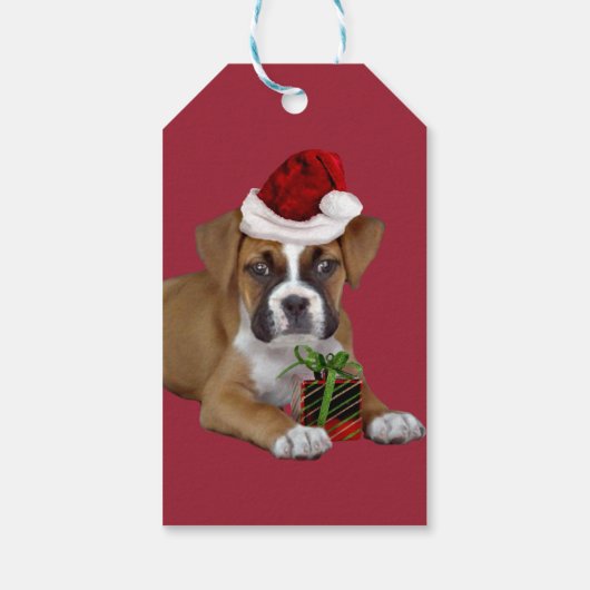 étiquette cadeau de chiot de Noël boxer (Dos)