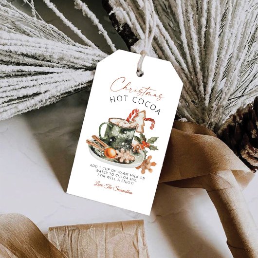 Étiquette Cadeau de Chocolat Chaud de Fêtes
