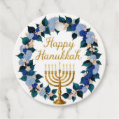 Étiquette cadeau de Hanukkah à motif floral (Devant)