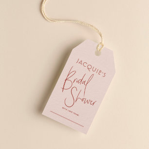 Étiquette cadeau de mariage rose et rouge rouille