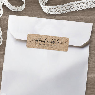 Étiquette Cadeau de mariage rustique faux kraft infusé d'amo