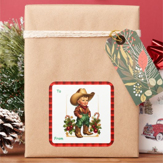 Étiquette cadeau de Noël à Cowboy (vacances)