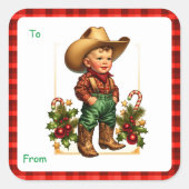 Étiquette cadeau de Noël à Cowboy (Devant)