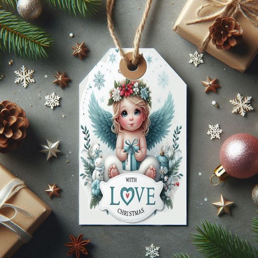 étiquette cadeau de Noël Angel bébé