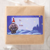Étiquette cadeau de Noël d'art hippo (En situation)