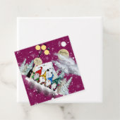 Étiquette cadeau de Noël Elf Quartet (En situation)