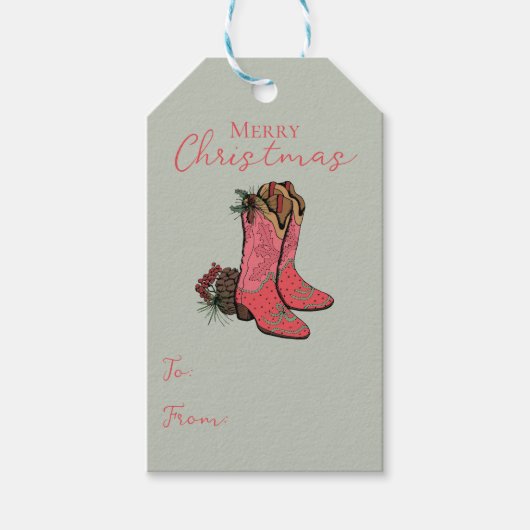 Étiquette cadeau de Noël Joyeux Pays Vert (Devant)