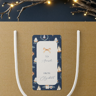 Étiquette cadeau de Noël Marine Watercolor Étiqu