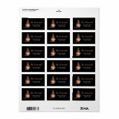 Étiquette Cadeau de Noël noir et or rose (Feuille entière)