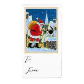 Étiquette cadeau de Noël Père Noël Chat (Devant)