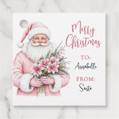 Étiquette cadeau de Noël Père Noël rose (Devant)