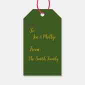 Étiquette cadeau de Noël personnalisée Green, Gold (Dos)
