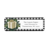 Étiquette Cadeau de Noël Plaid Buffalo | Or (Devant)