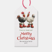 Étiquette Cadeau de Noël Poulets Drôles Design Per (Devant)