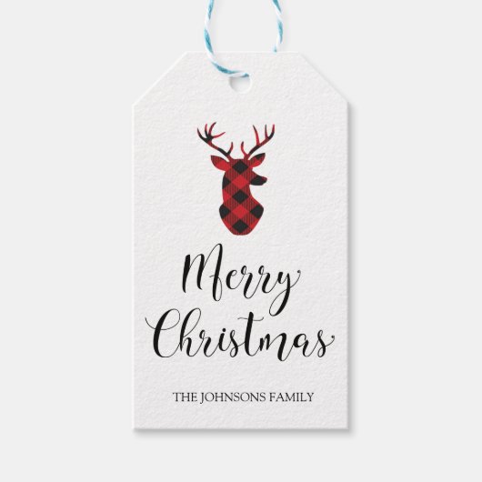 Étiquette cadeau de Noël pour le cerf de buffle (Devant)
