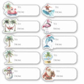 Étiquette cadeau de Noël pour Noël de plage (Devant)