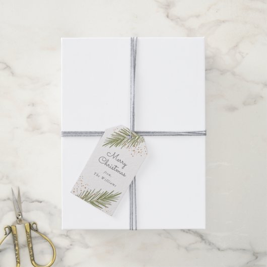 Étiquette cadeau de Noël Simple Pines (Avec de la ficelle)