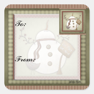 Étiquette cadeau de Noël Snowmen
