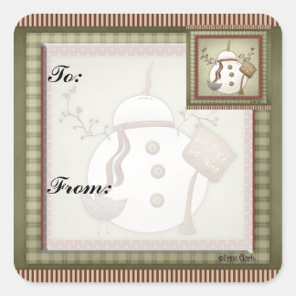 Étiquette cadeau de Noël Snowmen