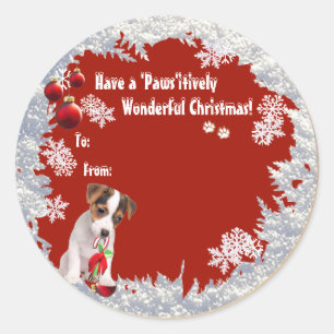 Étiquette cadeau de Noël Sweet Jack Russell
