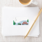 Étiquette cadeau de Noël Tracteur vert (En situation)