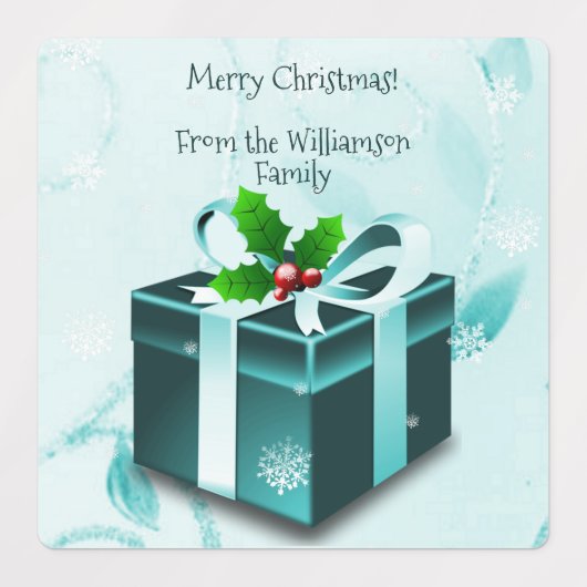 Étiquette cadeau de Noël turquoise (Design 3)