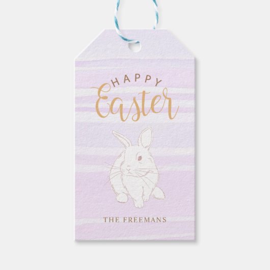 Étiquette cadeau de Pâques Lapin Pastel – Nom pers (Devant)
