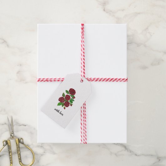 étiquette cadeau de roses rouges (Avec de la ficelle)