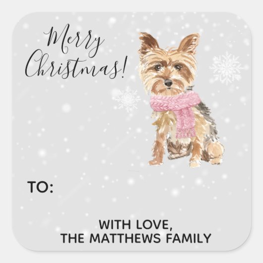 Étiquette cadeau de vacances Yorkie Yorkshire Terr (Devant)