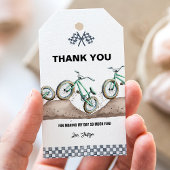 Étiquette cadeau de vélo de dirt BMX vert