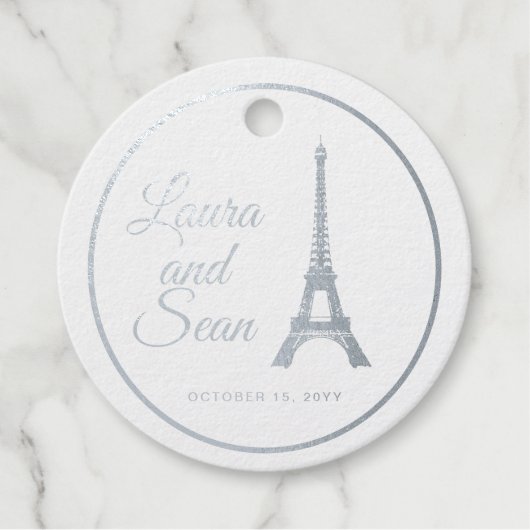 Étiquette-cadeau Décor mariage Eiffel Tower Silver Foil (Devant)