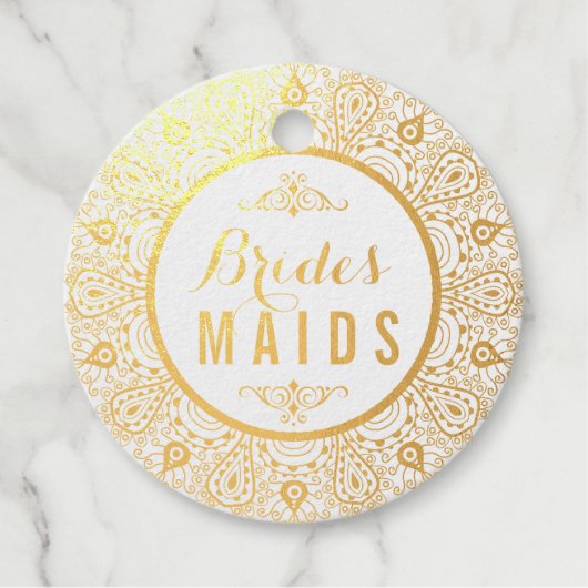 Étiquette-cadeau Demoiselles d'honneur mandala en dentelle noire (Devant)