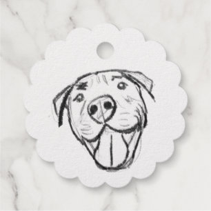 Étiquette-cadeau dessin pitbull simple amoureux des chiens noir bla