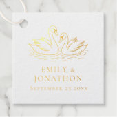 Étiquette-cadeau Deux cygnes modernes en amour Merci Mariage (Devant)