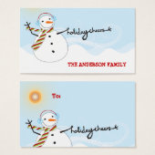 Étiquette cadeau do-it-yourself bonjour fun Snowma (Devant & derrière)