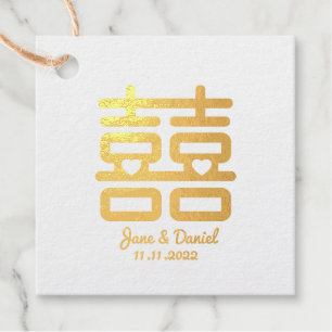 Étiquette-cadeau Double Mariage du bonheur