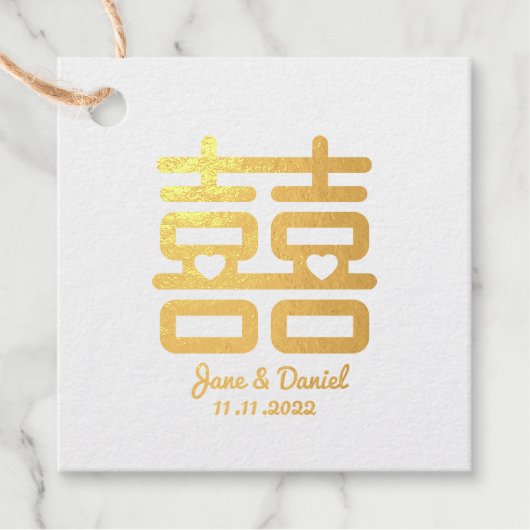 Étiquette-cadeau Double Mariage du bonheur (Devant)