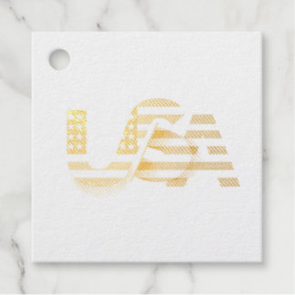 Étiquette-cadeau Drapeau des États-Unis – Typographie patriotique a