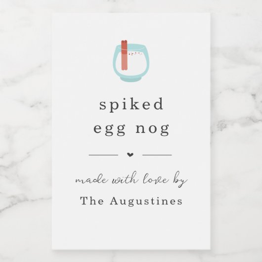 Étiquette cadeau Eggnog fait maison - épicé épicé  (Étiquettes simples)