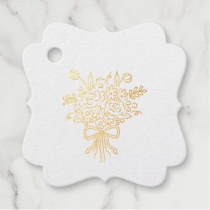 Étiquette-cadeau Élégant Bouquet Floral de Quinceañera Rose et Bl