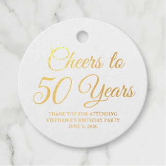 Étiquette-cadeau Elegant Classic Foil Cheers to 50 Years Gold