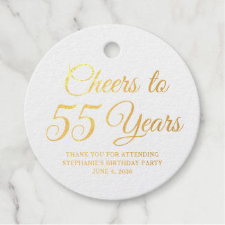 Étiquette-cadeau Elegant Classic Foil Cheers to 55 Years Gold