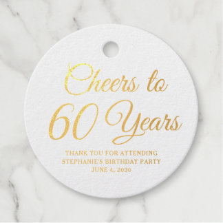 Étiquette-cadeau Elegant Classic Foil Cheers to 60 Years Gold